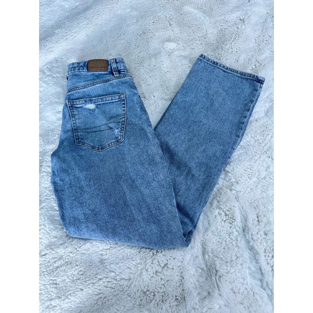 American Eagle Baggy Distressed Jeans Size 2R Light Wash Y2K